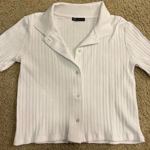 Zara never worn white top. Button front. Size medium